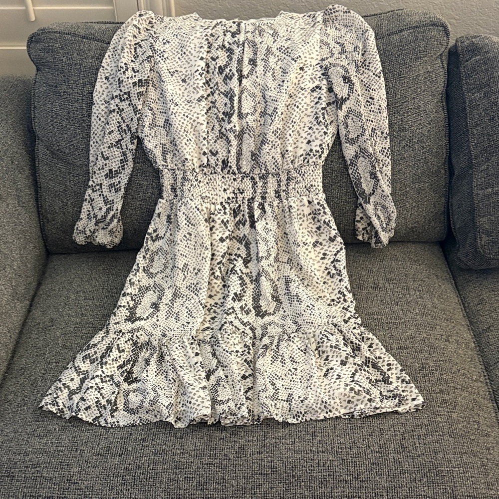 J. Crew Black and White Snake Print Mini Dress